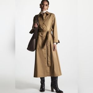 New COS Belted Midi Shirt Dress in Brown, Size 8